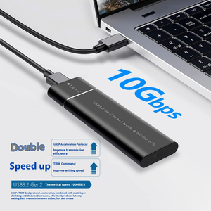 เคส <span class=keywords><strong>M</strong></span>.<span class=keywords><strong>2</strong></span>อะลูมิเนียม NVMe SSD USB Gen2 10Gbps เคสฮาร์ดไดรฟ์ PCIe สำหรับ2230/2242/2260/2280 SATA NGFF 5Gbps SSD - Product Image 5