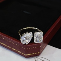 Bague de fiançailles et d'éternité ICEWALD IGI en or 18 carats PT950 avec diamant de laboratoire de 2 carats couleur D taille radiant, style polyvalent