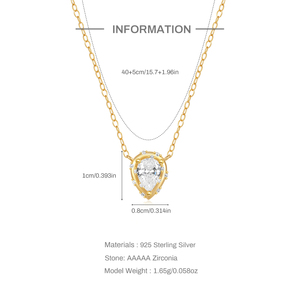 Collar de Plata de Ley 925 con Incrustaciones de Circonio en Forma de Gota de Agua Grande, para Uso Diario, para Mujer, Marca CANNER - Product Image 2