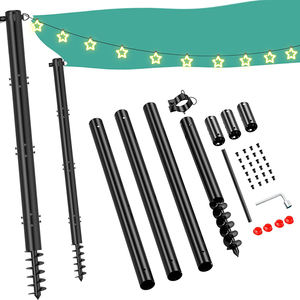 JH-Mech Poste de Metal de Alta Resistencia con Abrazadera en D <span class=keywords><strong>para</strong></span> Parasol <span class=keywords><strong>Vela</strong></span> Cadena de Luz Paquete de 2 10 Pies de Metal Parasol <span class=keywords><strong>Vela</strong></span> Poste - Product Image 1