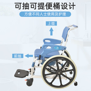 Fauteuil roulant manuel Wei Yikang Commode Chair 698B avec accoudoirs rabattables et roues avec freins pour soins à domicile - Product Image 3