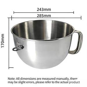Bol en acier inoxydable épaissi pour robot culinaire KitchenAid 6QT avec poignée, accessoires pour machine de cuisson suspendue, applicable à l'exportation - Product Image 4