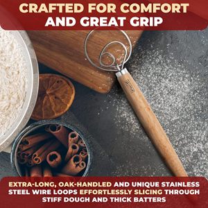 Fouet à pâte danois de qualité supérieure, fouet hollandais avec anneau en acier inoxydable, fouet danois <span class=keywords><strong>pour</strong></span> la pâte à <span class=keywords><strong>pain</strong></span>, à pâtisserie ou à pizza, 13 pouces - Product Image 5