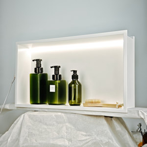 <span class=keywords><strong>Niche</strong></span> murale de <span class=keywords><strong>douche</strong></span> moderne en acier inoxydable 304 avec éclairage <span class=keywords><strong>LED</strong></span> personnalisable, finition brossée/chrome, garantie 5 ans, installation facile pour les hôpitaux - Product Image 1