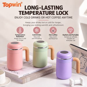 316 Stainless Steel Vacuum <b>Insulated</b> Tumbler Mug Portable Thermal <b>Bottle</b> with Wooden Handle for Office Outdoor - Product Image 1