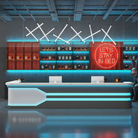 Comptoir de Réception de Style Industriel Moderne pour Bars Hôtels KTVs Cybercafés Clubs de Fitness – Meuble d'Accueil en Bois Billards E-Sports