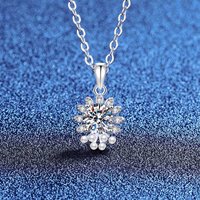 Collier Moissanite pour femme en argent sterling S925 avec pétale et mini coquillage