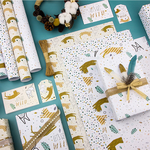 Papier d'emballage en rouleau de luxe personnalisé pour cadeaux, en papier kraft enduit de silicone jetable 80g, 43*300cm, pour anniversaires, vente en gros - Product Image 4