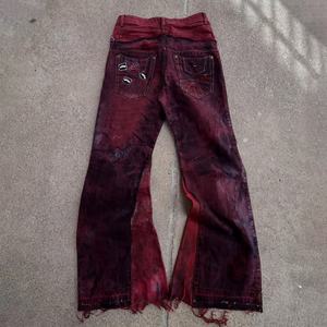 Pantalones Vaqueros de Mezclilla para Hombre, 100% Algodón, Lavado a la Piedra, Estilo Hip Hop, Sólidos, Desgastados, con Cristales, Diseño Casual de Calle para Otoño - Product Image 2