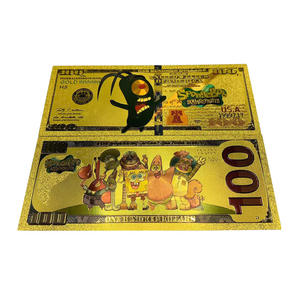 Billet de banque en plastique plaqué or 24 carats personnalisé, dessin animé, anime, Bob l'éponge, 100 dollars américains - Product Image 3