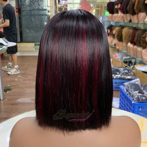 P1B99J Vente en gros Perruques en cheveux humains lisses de 8 pouces Cheveux vierges Perruques à dentelle frontale pré-coupées 4*4 pour femmes noires en solde - Product Image 3