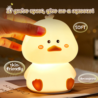 Vente flash : adorable canard en silicone souple, veilleuse tactile, charge USB, lampe LED RGB pour bébé, enfant, cadeau pour la chambre d'enfant
