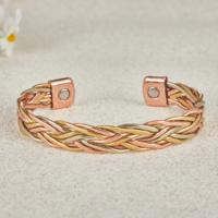 Nouveauté : Bracelet Magnétique Extensible en Cuivre Massif, Trois Couleurs Torsadées, pour la Thérapie Équilibrante et la Santé