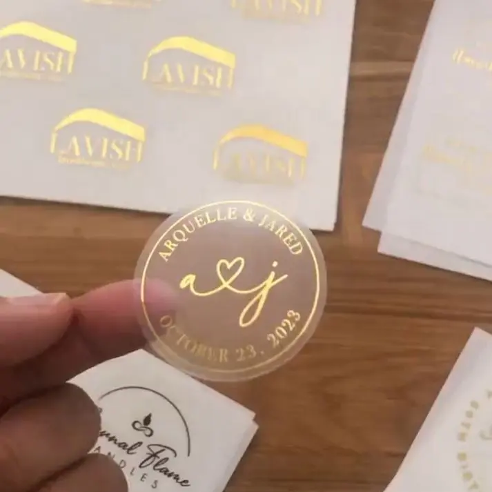 Custom Printed Logo Black Self Adhesive Waterproof Vinyl Gold Foil Packaging Roll Labels Stickers kiss cut label stickers