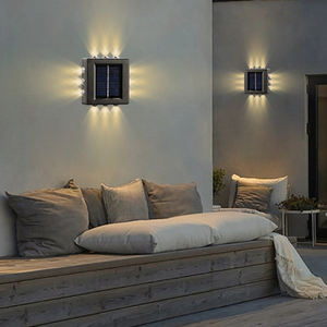 Extérieur <span class=keywords><strong>de</strong></span> haute qualité ABS corps étanche haut et bas appliques murales lumière blanche chaude extérieur pour clôture <span class=keywords><strong>jardin</strong></span> lampe murale solaire - Product Image 3