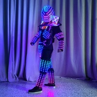 Costume et casque de scène en polyester illuminés par LED pour la danse, les remises de diplômes, les événements, la rentrée scolaire et Diwali