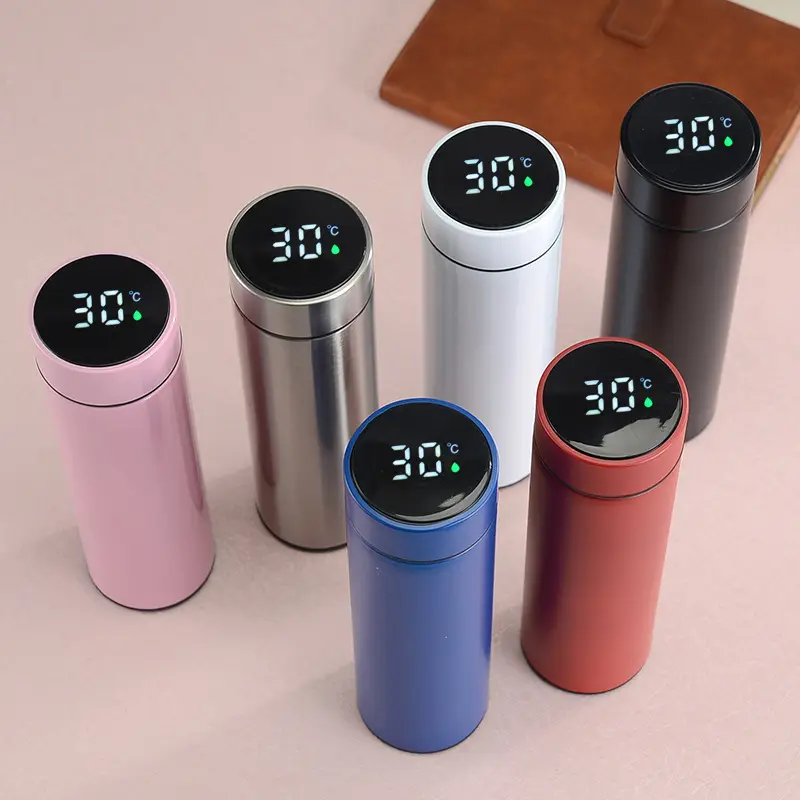 500ml Creative Smart LED Thermos Bottle Temperature Display Vacuum Flasks Stainless Steel Water Bottle Thermos Cup Custom Logo
