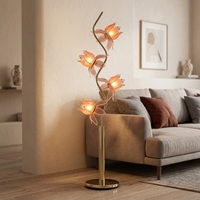 Lampe artistique à fleurs la plus vendue, en fer et verre, design lotus, LED, base E26, avec éclairage d'ambiance doux pour l'étude et la relaxation