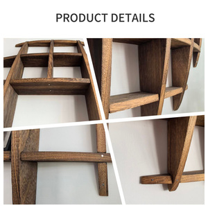Customizable Solid Wood Vintage <strong>Wall</strong> Shelf Geometric Grid Standing Shelves Handcrafted Wooden Display Rack Photos <strong>Books</strong> - Product Image 5