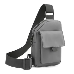 Сумка на одно плечо для мужчин, маленькая Водонепроницаемая Наплечная сумочка-слинг, натуральный черный нейлоновый мешок с регулируемым ремешком, оптовая продажа