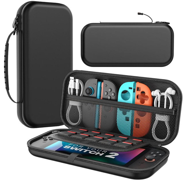For Nintendo Switch 2(2025) Carrying Case Protective Hard Shell Portable Travel Case 10 Pockets for Accessories Games
