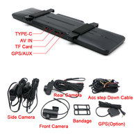 4CH AHD 1080P Miroir Dashcam Parking Moniteur Enregistrement en boucle 11.26 Pouces Rétroviseur Caméra Dash Cam