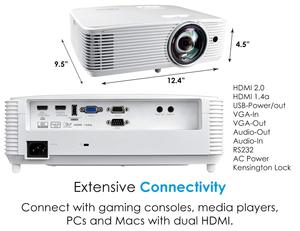 R Optoma gt1080hdr Ngắn Ném Chơi Game Chiếu Tăng Cường Chế Độ Trò Chơi Cho 1080P 120Hz Chơi Game 8.4 <span class=keywords><strong>MS</strong></span> 4K UHD 3800 Lumens - Product Image 6