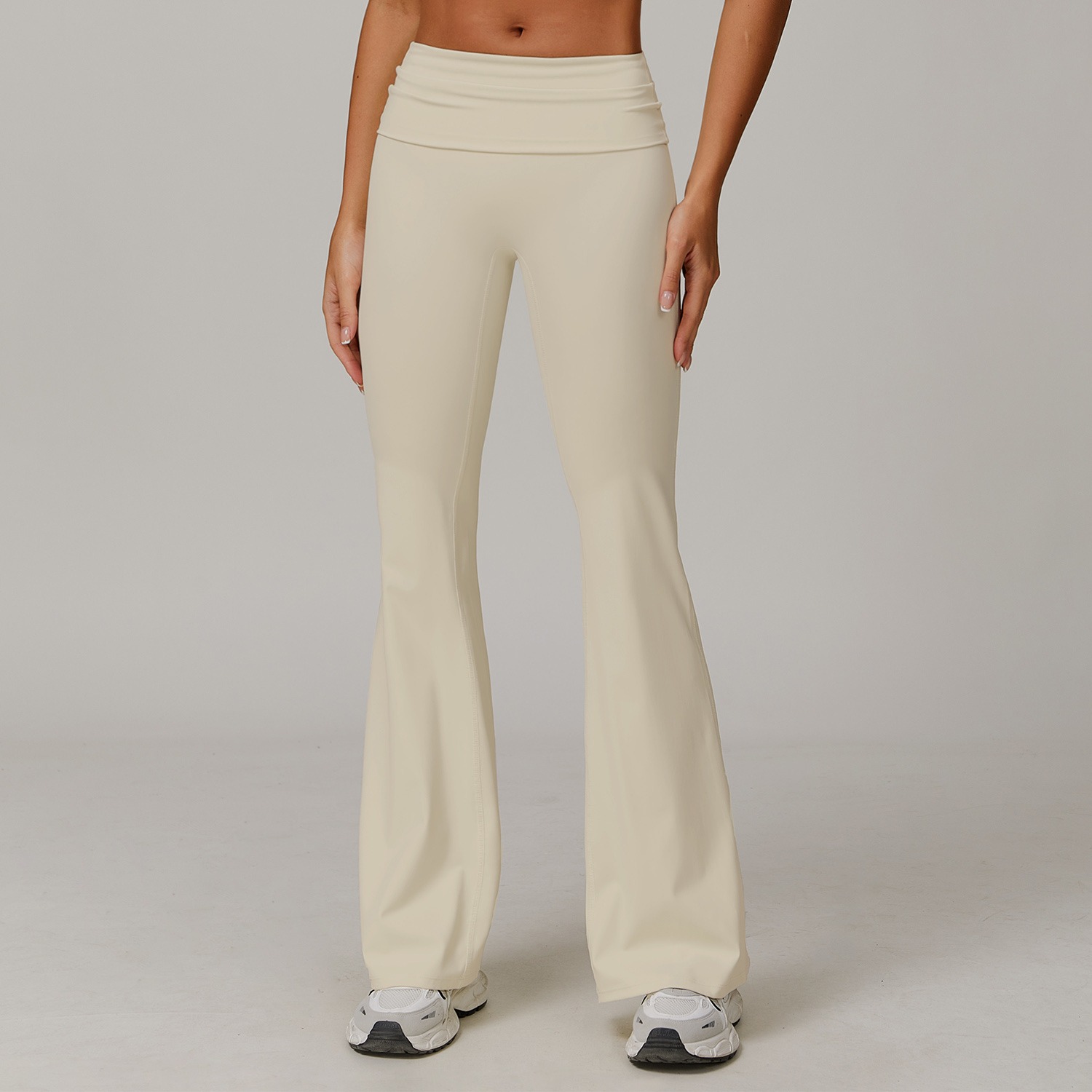 Wholesale High Waisted Tall Plus Size Fold Over Butt Lifting Flared Sports Yoga Gym Leggings for Women