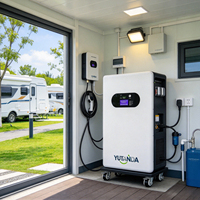 Batterie solaire hybride YUTANDA pour résidentiel, hors réseau, LiFePO4, sur roues, 51,2 V, 200 Ah, 300 Ah, 5 kWh-16 kWh, BMS intelligent