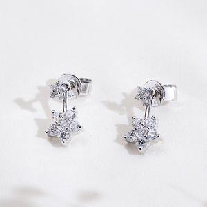 Boucles d'oreilles en or blanc 9 carats avec diamants de forme ronde Messi Jewelry MSE-898 pour femmes - Product Image 2