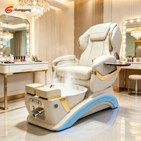 Fauteuil de pédicure électrique de luxe moderne pour salon de manucure, avec fonction de massage et de relaxation lumineuse, et pompe de drainage