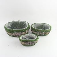 Pot de plantation en rotin manuel, fait main, naturel, de forme ronde, pour balcon, jardinage intérieur et extérieur