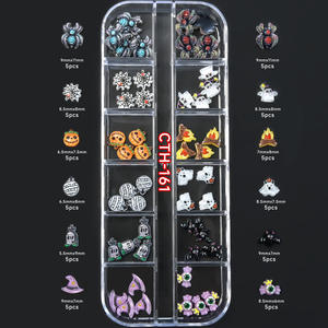 Nouveauté, vente chaude, série <span class=keywords><strong>Halloween</strong></span> mignonne, fantôme araignée, résine 3D, art des ongles, décorations amusantes de dessins animés, ensemble de décoration d'ongles - Product Image 6