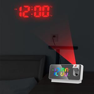 Réveil numérique à <span class=keywords><strong>projection</strong></span> LED à rotation de 180 degrés, projecteur de <span class=keywords><strong>plafond</strong></span> électronique USB, réveil pour chambre à coucher, chevet, bureau - Product Image 3