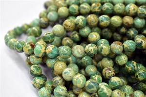 Naturale liscia gemma verde diaspro imperiale rotondo sedimenti di mare pietra pelle di serpente diaspro perline sciolte per la creazione di gioielli - Product Image 5