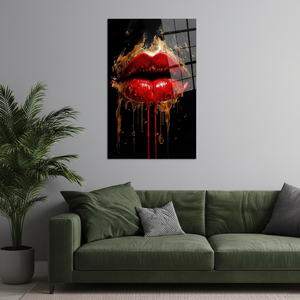 Décoration murale audacieuse en forme de rouge à lèvres : Impression sur toile Glam Red Lips, ART SUR VERRE TÉRMÉTRAL - Product Image 3