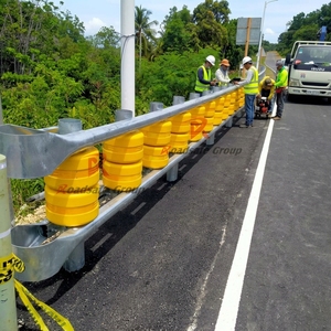 Philippines Q235B Steel Traffic 70cm Distance Double Barrel Highway Anti-Collision Safety Roller Guardrail System Barrier - Product Image 1