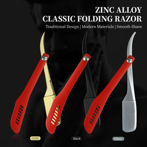 Profesyonel berber katlanır manuel jilet özel Logo düz kenar jilet katlanır saç kesme jilet tutucu kuaför salonu kullanımı için - Product Image 3