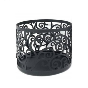 Bougeoir en fer noir mat de luxe de haute qualité pour décoration de la maison bougie de style classique pot à bougie en verre fait main - Product Image 1