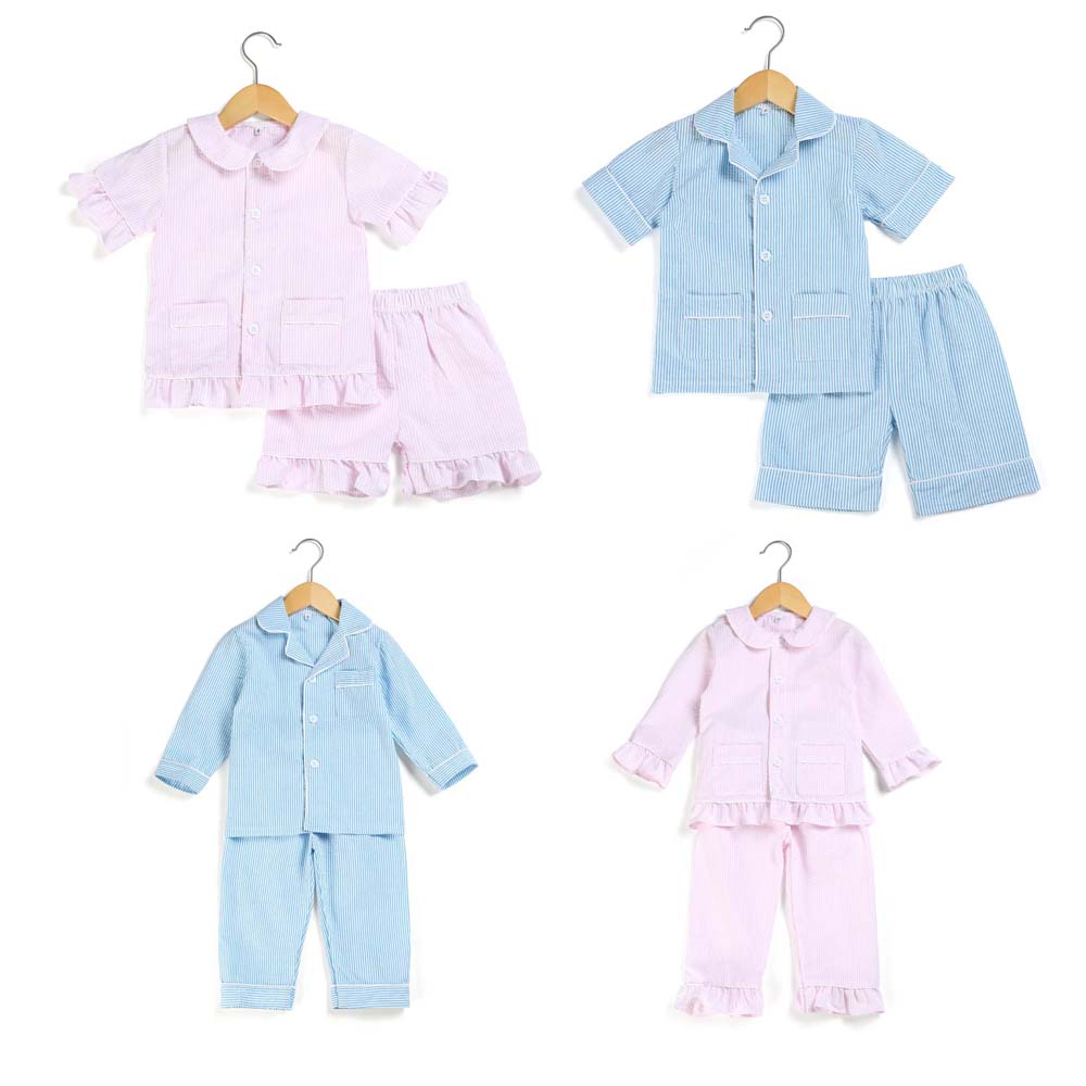 Готовая к отправке Детская Пижама без минимального заказа комплекты детской одежды бутик seersucker Пижама комплект одежды для девочек