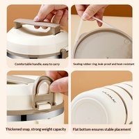 Boîte à lunch isotherme en acier inoxydable 304 empilable à 3 niveaux avec poignée, récipient alimentaire portable pour le bureau, les voyages et le camping