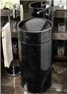 อ่างล้างหน้าทรงสี่เหลี่ยมหินอ่อนธรรมชาติ UnionStone แบบตั้งพื้น ขัดเงา ดีไซน์มินิมอลสำหรับห้องน้ำ - Product Image 4