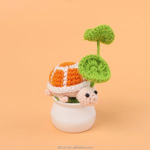 Adorno de Escritorio de Animal de Dibujos Animados, Maceta Decorativa con Tortuga de Peluche Hecha a Mano con Hilo de Ganchillo - Product Image 6