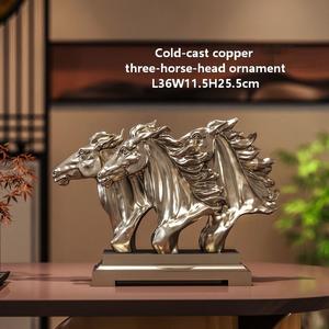 รูปปั้นม้ามงคลตามจีน รูปมังกรม้า ของตกแต่งโต๊ะทำงาน ของประดับตู้วางทีวี ของขวัญทางธุรกิจ งานฝีมือเรซิ่นทองแดงหล่อ<span class=keywords><strong>เย็น</strong></span> - Product Image 6