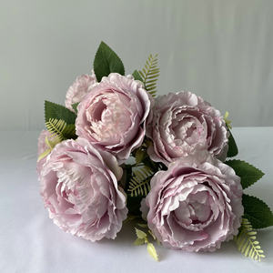 <span class=keywords><strong>Flores</strong></span> de Seda al por Mayor, Ramo de Peonías Decorativas Blancas y Rosas para Decoración de Bodas - Product Image 5