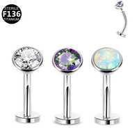 Anneau de nombril en titane ASTM F136 Getta avec zircon serti griffe, bijou de piercing pour le nombril, cadeau de mariage, bijou corporel