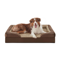 Großhandel benutzer definierte dunkelbraune Plüsch ortho pä dische Haustier Bett wasch bar Rechteck Memory Foam Hunde bett mit Kissen für große Hunde