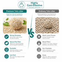 Litière pour chat Premium 10kg Usine Spot Vente en gros de haute qualité Tofu Litière pour chat Agglutination Contrôle des odeurs Carbone Litière pour chat Sable en vrac