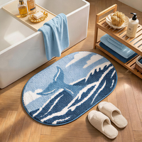 Custom Super Water Absorbent Beach and Ocean Theme Anti-Slip Bath Rug Long Hair Bathroom Floor Mat for Home Bedroom