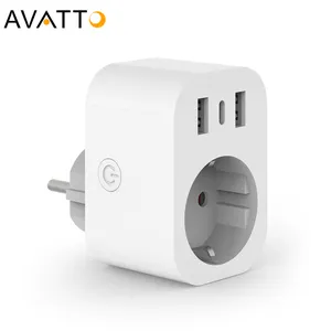 AVATTO 16A Tuya חכם שקע Wifi חכם תקע האיחוד האירופי דה FR עם USB וסוג C 5V 2.4A מהיר טעינה Alexa Google בית APP בקרה